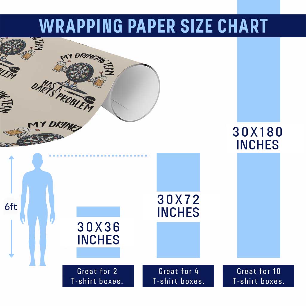 My Drinking Team Has A Darts Problem Wrapping Paper Roll Funny Darts Player Team - Wonder Print Shop