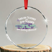 My English Teacher and Gym Teacher Are Getting Married Crystal Glass Ornament Vintage Car Wedding Getaway TS02