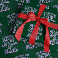 My English Teacher and Gym Teacher Are Getting Married Wrapping Paper Roll Funny Retro Groovy Love Story - Wonder Print Shop