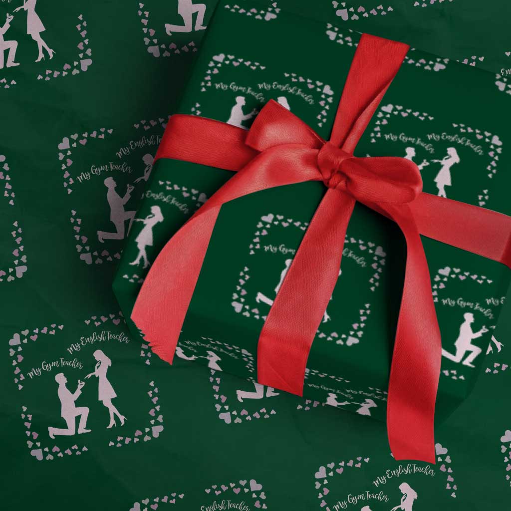 My English Teacher and Gym Teacher Are Getting Married Wrapping Paper Roll She Said Yes Love Story Romance - Wonder Print Shop