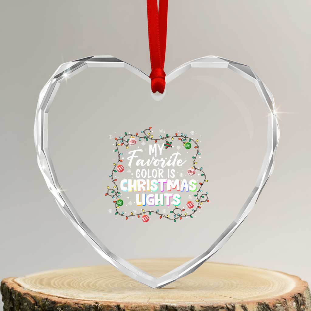 My Favorite Color Is Xmas Lights Heart Crystal Glass Ornament - Wonder Print Shop
