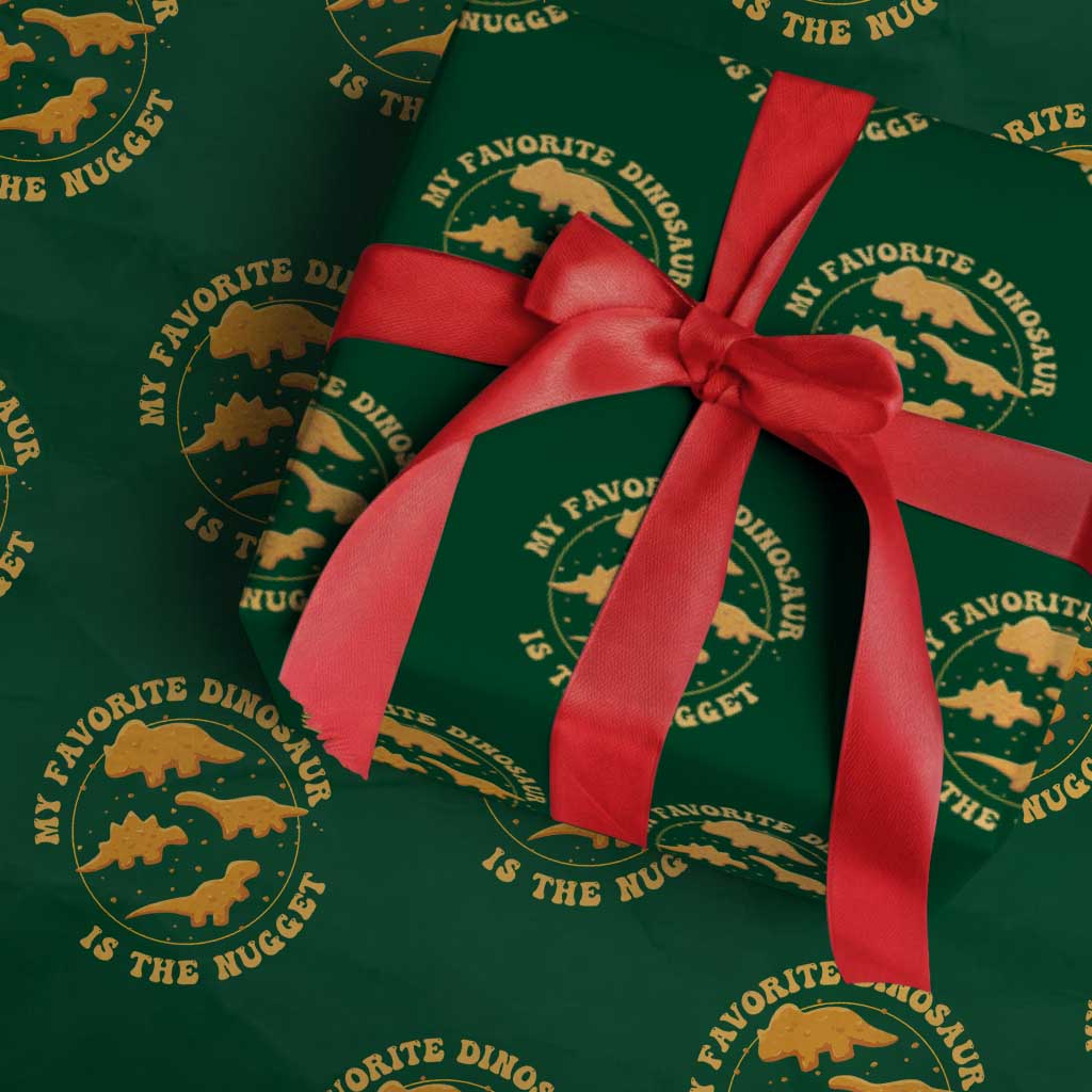My Favorite Dinosaur Is The Nugget Wrapping Paper Roll Funny Food Lover Gift - Wonder Print Shop