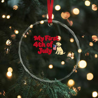 My First 4th of July Cute Golden Retriever Puppy Dog Crystal Glass Ornament American Flag Independence Holiday Milestone