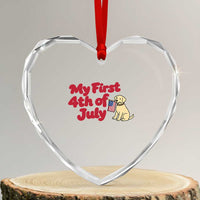My First 4th of July Cute Golden Retriever Puppy Dog Heart Crystal Glass Ornament American Flag Independence Holiday Milestone