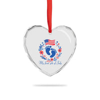 My First 4th of July Patriotic Cute Baby Footprints Heart Crystal Glass Ornament American Flag Wreath America Holiday Milestone