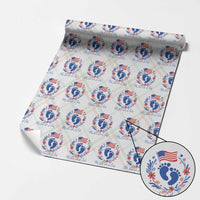 My First 4th of July Patriotic Cute Baby Footprints Wrapping Paper Roll American Flag Wreath America Holiday Milestone