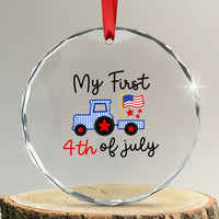My First 4th of July Patriotic Tractor Cute Crystal Glass Ornament American Flag Infant Independence Holiday Milestone