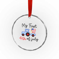 My First 4th of July Patriotic Tractor Cute Crystal Glass Ornament American Flag Infant Independence Holiday Milestone