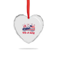 My First 4th of July Retro American Flag Pickup Truck Heart Crystal Glass Ornament Americana Patriotic Independence Holiday Milestone