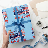 My First 4th of July Retro American Flag Pickup Truck Wrapping Paper Roll Americana Patriotic Independence Holiday Milestone