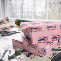 My First 4th of July Retro American Flag Pickup Truck Wrapping Paper Roll Americana Patriotic Independence Holiday Milestone