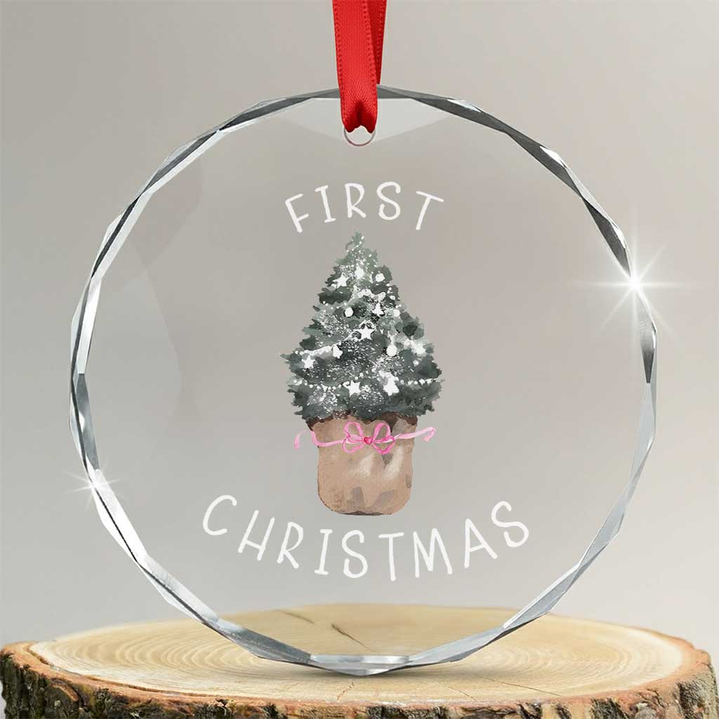 My First Christmas Crystal Glass Ornament Baby's First Holiday Xmas Tree Bow - Wonder Print Shop