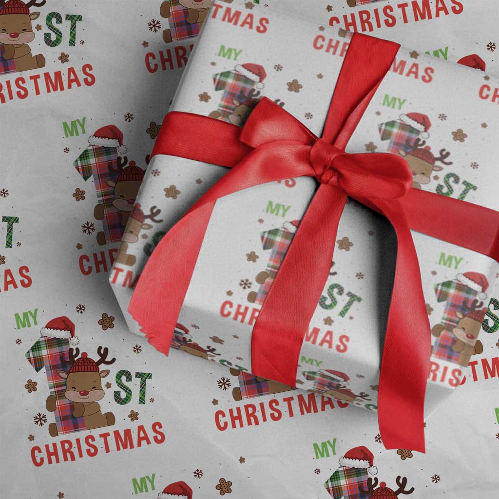 My First Christmas Cute Reindeer Santa Hat Wrapping Paper Roll - Wonder Print Shop