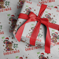 My First Christmas Cute Reindeer Santa Hat Wrapping Paper Roll - Wonder Print Shop