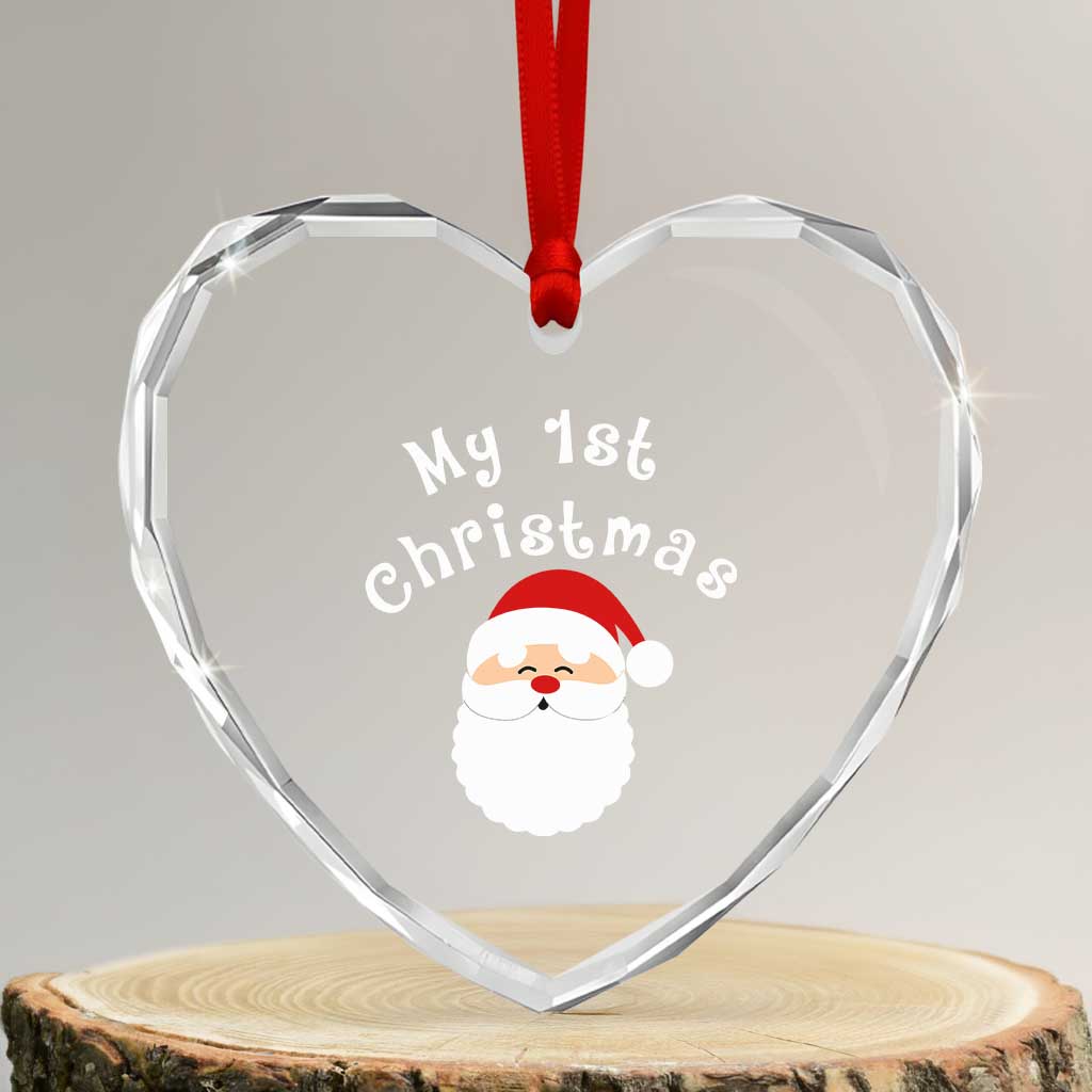 My First Christmas Heart Crystal Glass Ornament Baby's First Holiday Xmas Santa - Wonder Print Shop