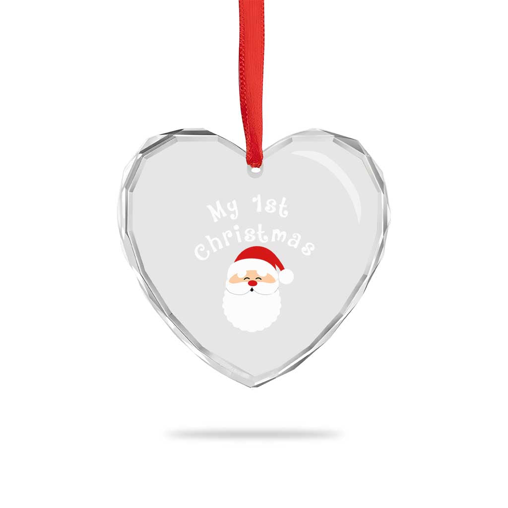 My First Christmas Heart Crystal Glass Ornament Baby's First Holiday Xmas Santa - Wonder Print Shop