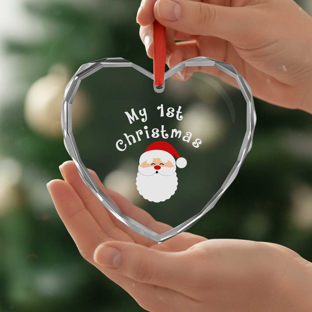 My First Christmas Heart Crystal Glass Ornament Baby's First Holiday Xmas Santa - Wonder Print Shop