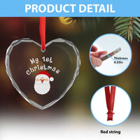 My First Christmas Heart Crystal Glass Ornament Baby's First Holiday Xmas Santa - Wonder Print Shop