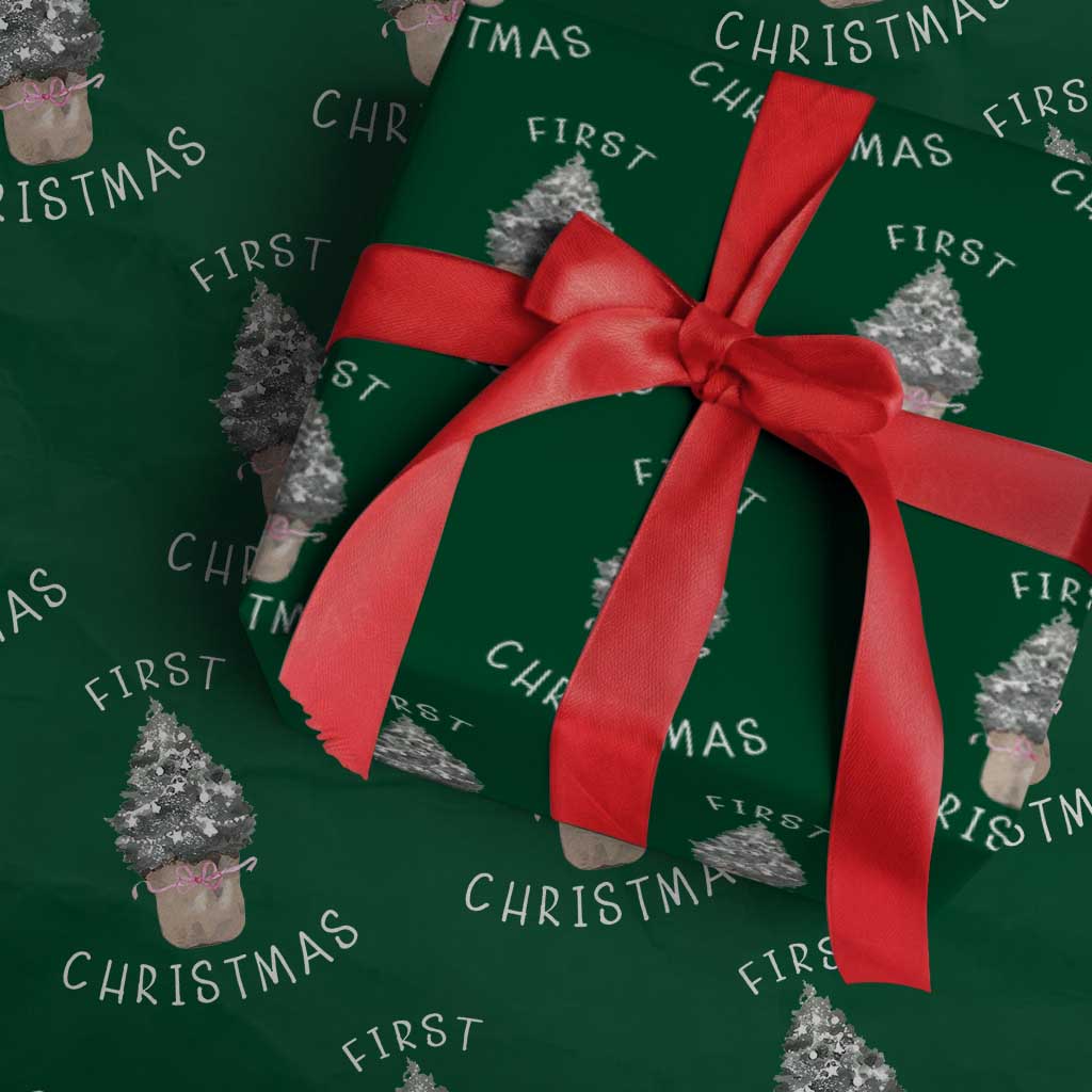 My First Christmas Wrapping Paper Roll Baby's First Holiday Xmas Tree Bow - Wonder Print Shop