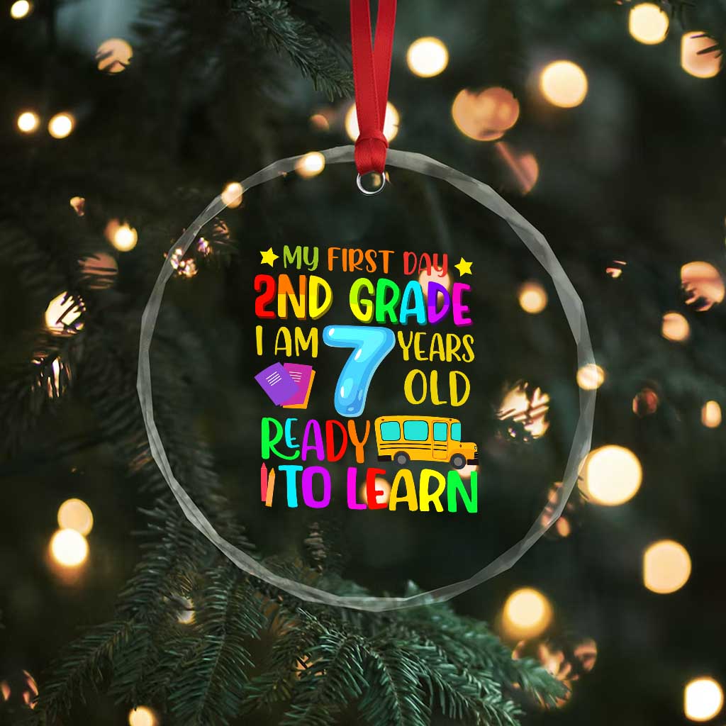 My First Day of 2nd Grade Crystal Glass Ornament Ready to Learn Back to School
