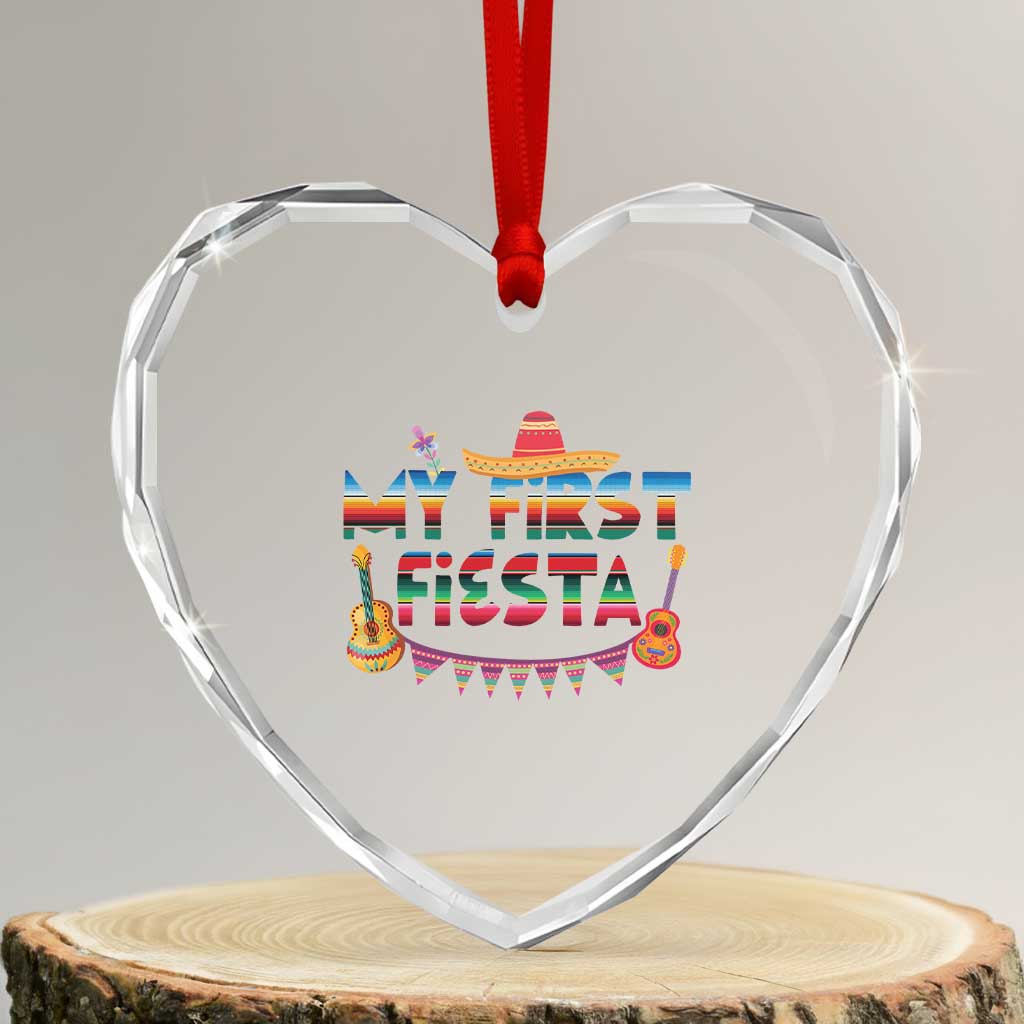 My First Fiesta Heart Crystal Glass Ornament Baby Cinco De Mayo Mexican Fiesta Outfit