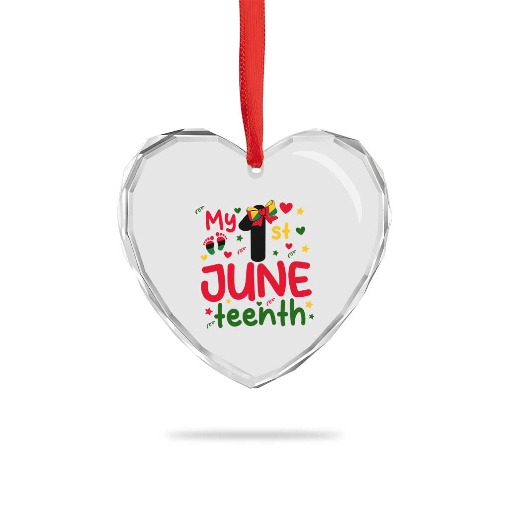My First Juneteenth Heart Crystal Glass Ornament African American Baby Freedom Day