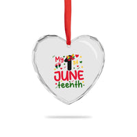 My First Juneteenth Heart Crystal Glass Ornament African American Baby Freedom Day