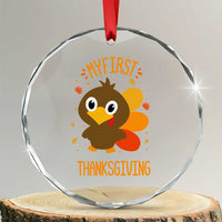 My First Thanksgiving Crystal Glass Ornament Funny Thanksgiving Turkey - Wonder Print Shop