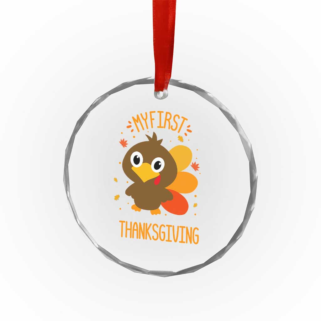 My First Thanksgiving Crystal Glass Ornament Funny Thanksgiving Turkey - Wonder Print Shop