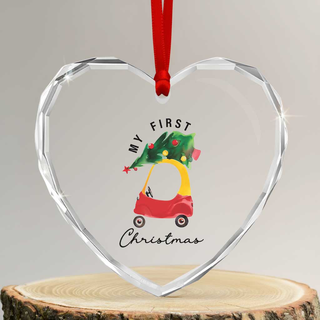 My First Xmas Heart Crystal Glass Ornament Toy Car Xmas Tree - Wonder Print Shop