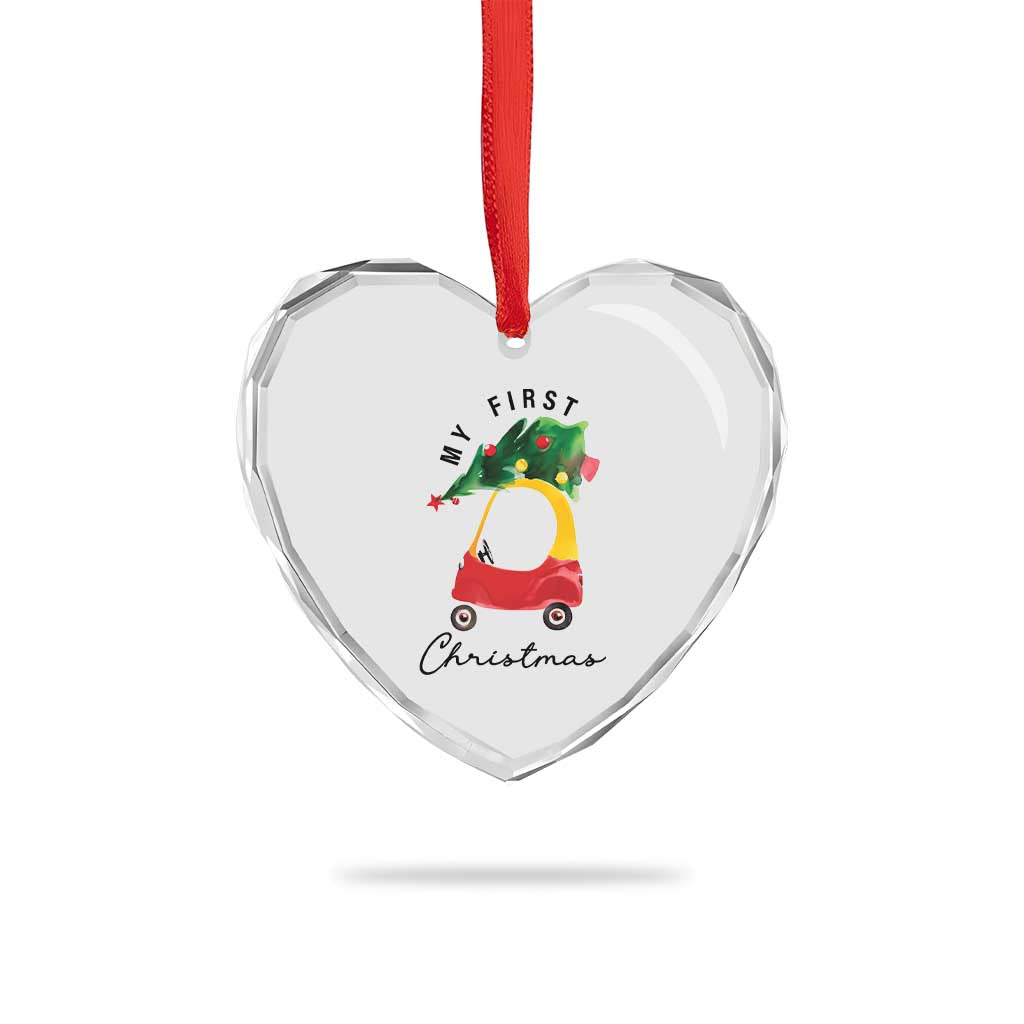 My First Xmas Heart Crystal Glass Ornament Toy Car Xmas Tree - Wonder Print Shop