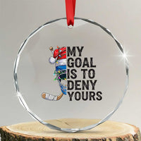My Goal Is To Deny Yours Crystal Glass Ornament Ice Hockey Helmet Christmas Gift - Wonder Print Shop