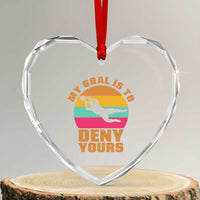 My Goal Is To Deny Yours Heart Crystal Glass Ornament Soccer Goalkeeper Pride