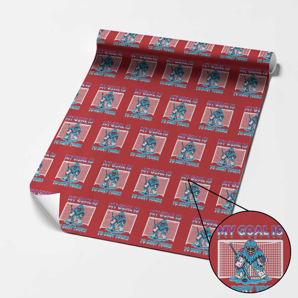 My Goal Is To Deny Yours Wrapping Paper Roll Goalie Hockey Drip Art Gift - Wonder Print Shop