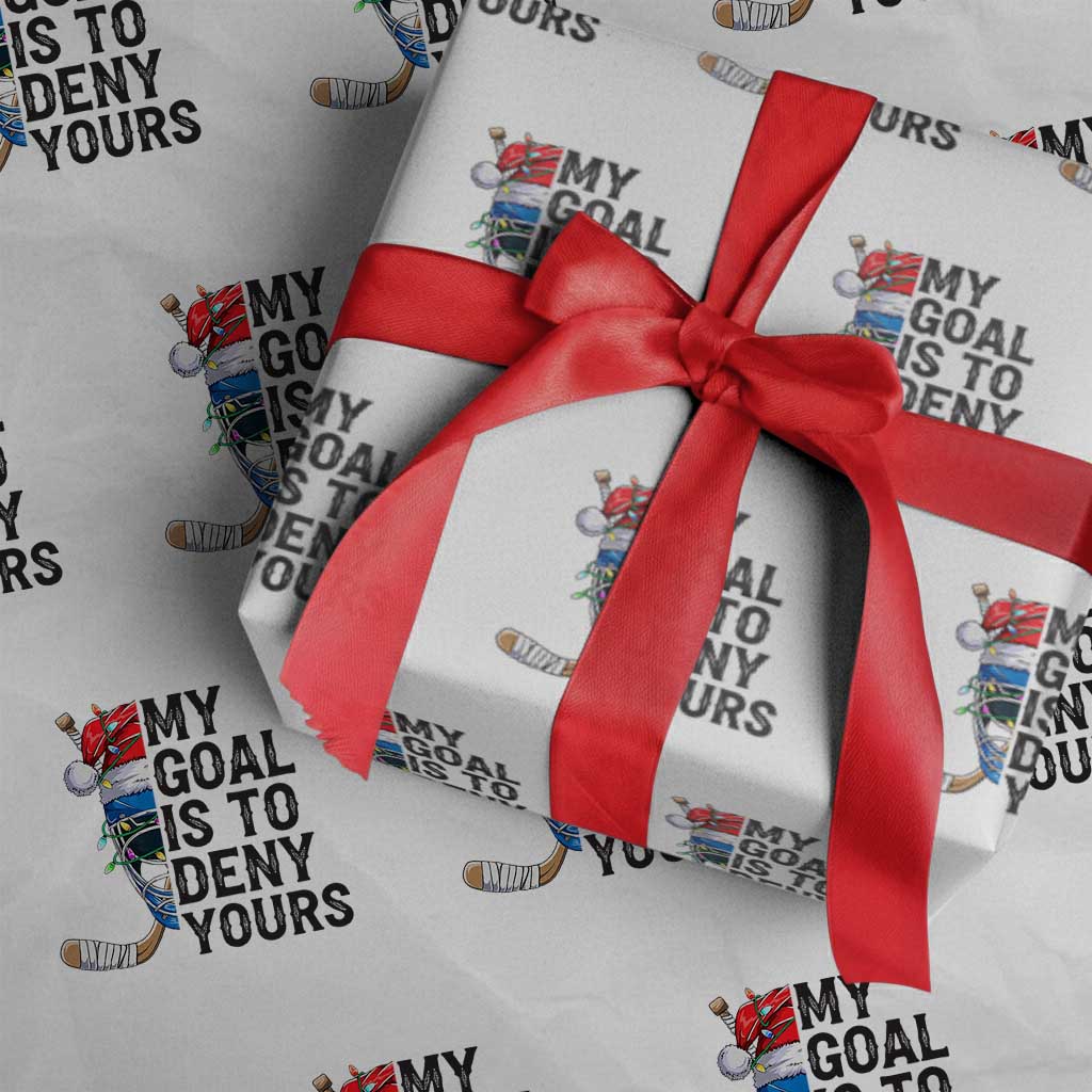My Goal Is To Deny Yours Wrapping Paper Roll Ice Hockey Helmet Christmas Gift - Wonder Print Shop