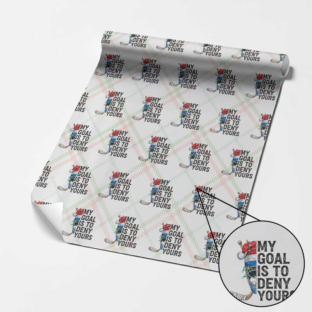 My Goal Is To Deny Yours Wrapping Paper Roll Ice Hockey Helmet Christmas Gift - Wonder Print Shop