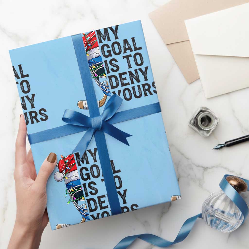 My Goal Is To Deny Yours Wrapping Paper Roll Ice Hockey Helmet Christmas Gift - Wonder Print Shop