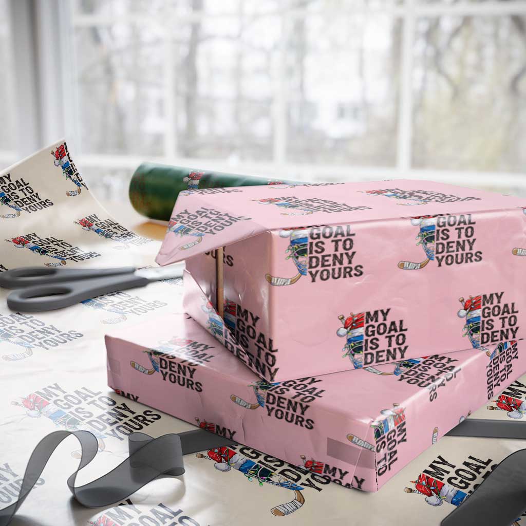 My Goal Is To Deny Yours Wrapping Paper Roll Ice Hockey Helmet Christmas Gift - Wonder Print Shop