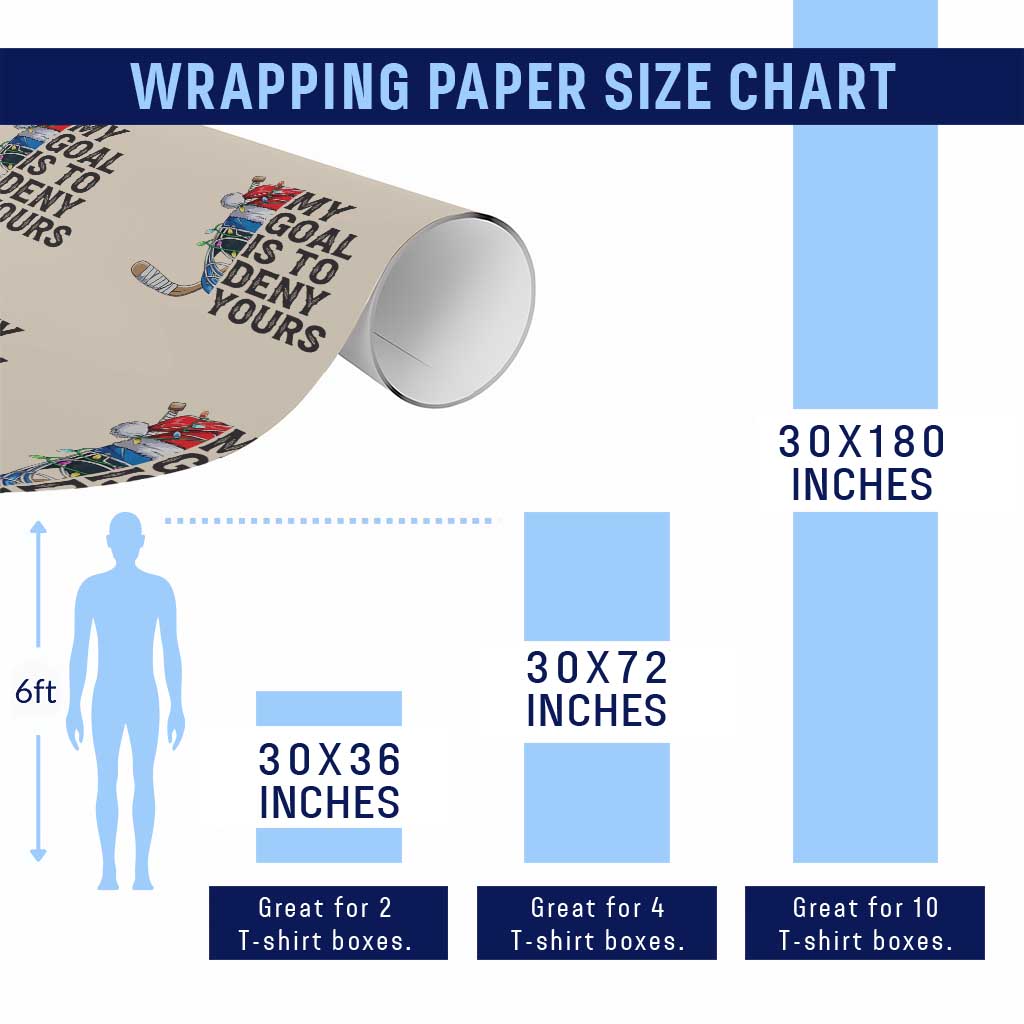 My Goal Is To Deny Yours Wrapping Paper Roll Ice Hockey Helmet Christmas Gift - Wonder Print Shop
