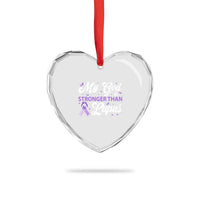 My God Is Bigger Than Lupus Heart Crystal Glass Ornament Purple Ribbon