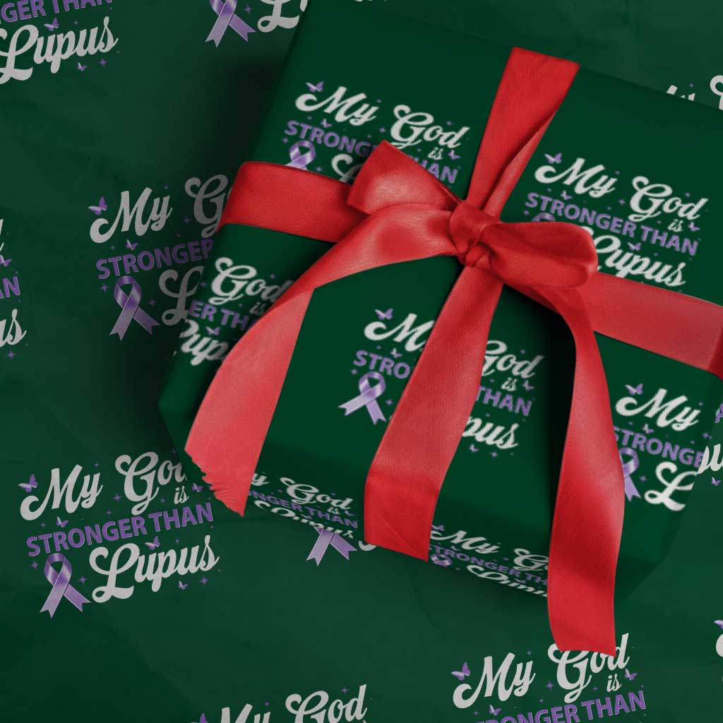 My God Is Bigger Than Lupus Wrapping Paper Roll Purple Ribbon