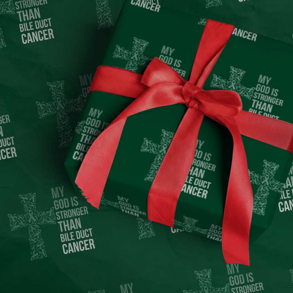 My God Is Stronger Than Bile Duct Cancer Wrapping Paper Roll Faith Over Fear Support Gift