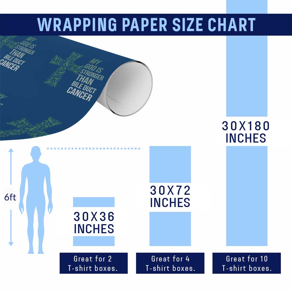 My God Is Stronger Than Bile Duct Cancer Wrapping Paper Roll Faith Over Fear Support Gift