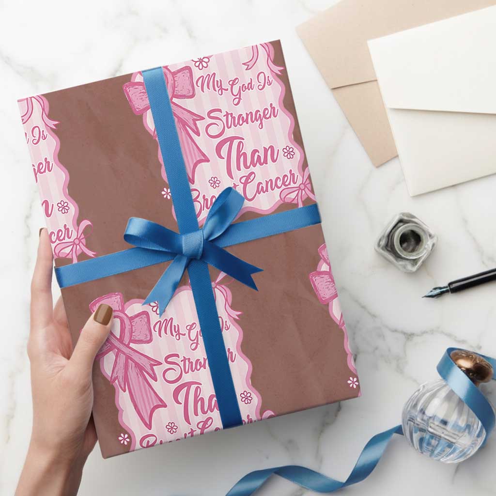 My God Is Stronger Than Breast Cancer Wrapping Paper Roll Christian Support Gift