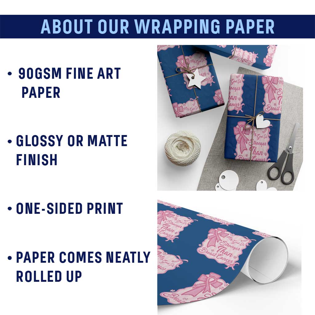 My God Is Stronger Than Breast Cancer Wrapping Paper Roll Christian Support Gift