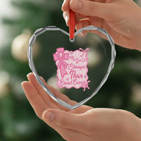 My God Is Stronger Than Breast Cancer Heart Crystal Glass Ornament Christian Support Gift