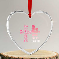My God Is Stronger Than Breast Cancer Survivor Hope Gift Heart Crystal Glass Ornament