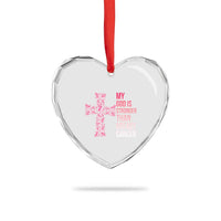My God Is Stronger Than Breast Cancer Survivor Hope Gift Heart Crystal Glass Ornament
