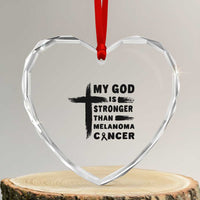 My God Is Stronger Than Melanoma Heart Crystal Glass Ornament Christian Cancer Support