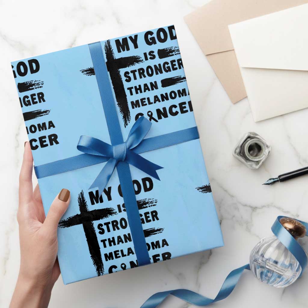 My God Is Stronger Than Melanoma Wrapping Paper Roll Christian Cancer Support